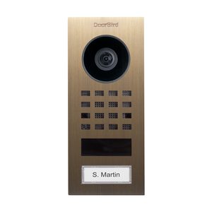 DoorBird 423873346 D1101V Surface-Mount IP Video Intercom, Real Burnished Brass, WiFi/LAN, 1080p Camera