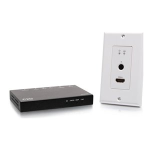 C2G30025 HDMI HDBaseT + RS232 and IR Over Cat Extender Single Gang Wall Plate Transmitter to Ultra-Slim Box Receiver, 4K, 60 Hz