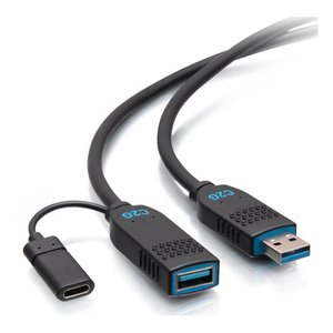 C2G C2G30078 Performance Series USB-A Male to USB-A Female Active Optical Extension Cable, USB 3.2 Gen 2, 10Gbps, Plenum CMP Rated, 25', Black