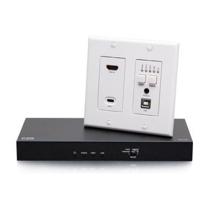 C2G C2G31011 HDMI HDBaseT + USB-C and USB-B to A Over Cat Extender Dual Gang Wall Plate Transmitter to Box Receiver, 4K 60Hz