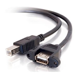 c2g cg28069 panel-mount usb 2.0 a female to b male cable, 3' (0.9m) image of 2d-cg28069;c2g cg28069 panel-mount usb 2.0 a female to b male cable, 3' (0.9m) image of 2d-cg28069
