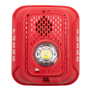 System Sensor P2RLED-SP L-Series 2-Wire LED Horn Strobe, Wall-Mount, Indoor, Marked FUEGO, Red
