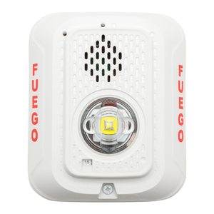 System Sensor P2WLED-SP L-Series 2-Wire LED Horn Strobe, Wall-Mount, Indoor, Marked FUEGO, White