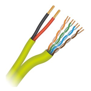 Paige 423020 24/4Pair Solid CAT5e Plenum + 16/2c Stranded Plenum, Siamese Cable, Neon Green, 1000' Reel