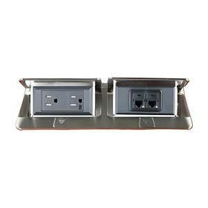 Wiremold DQFP15ST-2A Cord Ended deQuorum Dual Flip-Up Unit, Stainless Steel, TAA Compliant