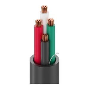 Belden 6302UE 0101000 18AWG 4-Conductor Multi-Conductor Cable, 1000' Reel (304.8m), Black