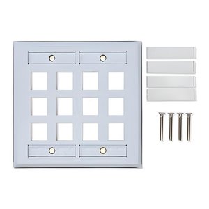 Belden AX102011 4-Port Double Gang Faceplate with Keyconnect, Stainless Steel