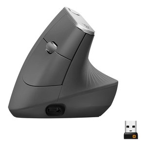 Logitech 910-005447 MX Vertical Wireless Optical Ergonomic Mouse with USB and Bluetooth Connection, Graphite
