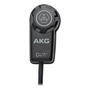 AKG 2571H00040 C411 PP High-Performance Miniature Condenser Vibration Pickup, 3-Pin XLR Male Cable 10',Black