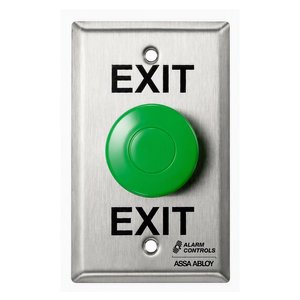 Alarm Controls EB-1GREEN Momentary Egress Station, Momentary, Single Gang, Exit Button Green, Stainless Steel