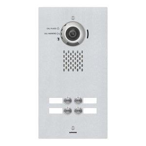 Aiphone IX-DVF-4A IX Series 4-Call Button IP Video Door Station, Flush Mount, Stainless Steel