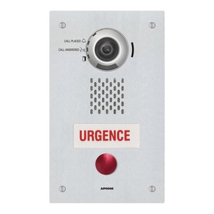 Aiphone IX-DVF-RA-FR IX Series IP Video Emergency Station with Call Button in French, Flush Mount, Vandal Resistant, Stainless Steel