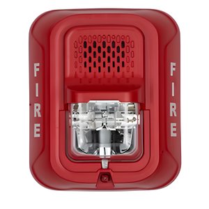 system sensor p4rl l-series indoor selectable output horn strobe, 4-wire, wall mount, "fire" marking, red image of bk-p4rla;system sensor p4rl l-series indoor selectable output horn strobe, 4-wire, wall mount, "fire" marking, red image of bk-p4rla
