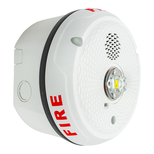 System Sensor PC2WKLED L-Series Outdoor Ceiling-Mounted Horn Strobe, "FIRE", White