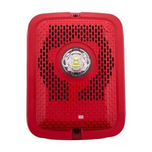 System Sensor SPSRKLED-B L-Series Speaker Strobe with LED, Outdoor, Wall-Mount, Bilingual Label, Red
