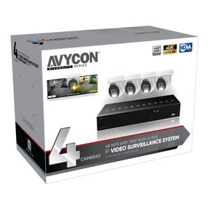AVYCON AVK-NB41E4-1T 4MP IP Kit, Includes (4) InfiniteColor Turret Cameras and (1) 4-Channel Poe 4K NVR