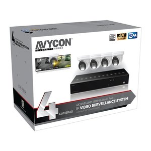 AVYCON AVK-NB81E4-1T IP Video Surveillance System, Includes (4) 8MP IP InfiniteColor Turret Camera and 4-Channel PoE 4K NVR with 1TB HDD
