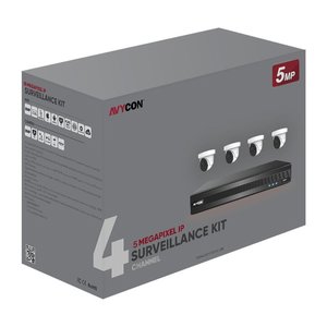 AVYCON AVK-NP51E4-1T IP Camera and Recorder Kit, 5MP Div AI Kit 4-Channel PoE and 4 AI Cam 1TB