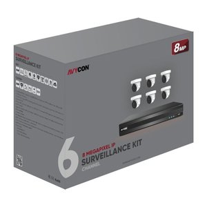 AVYCON AVK-NP81E6-3T IP Camera and Recorder Kit, 8MP DIV AI Kit with 8-Channel PoE and 6 AI Cams 3TB