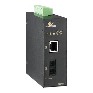 EtherWAN EL8100-I1E 10/100/1000BASE-TX to 1000BASE-LX (ST) Hardened Media Converter, Single-mode 20km 1310nm
