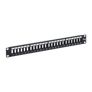 ICC IC107BP241 24-Port Blank Keystone 1U RMS Patch Panel with 19" Metal Rackmount Housing for Slim Profile Keystone Jacks