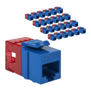 ICC IC107F6CBL CAT6 Keystone Jack with Slim Profile 180-Degree Punch Down, RJ45 UL Listed PoE++ TAA Compliant for Wall Plate / Patch Panel, 25-Piece, Blue