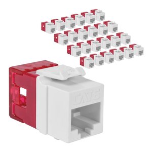 ICC IC107F6CWH CAT6 Keystone Jack with Slim Profile 180-Degree Punch Down, RJ45 UL Listed PoE++ TAA Compliant for Wall Plate / Patch Panel, 25-Piece, White