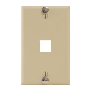 ICC IC107FFWIV 1-Port Keystone Single Gang Wall Plate for RJ45, RJ11/RJ12 6P6C Jack, Telephone Hanging Standoffs, ABS Plastic, 1-Pack, Ivory