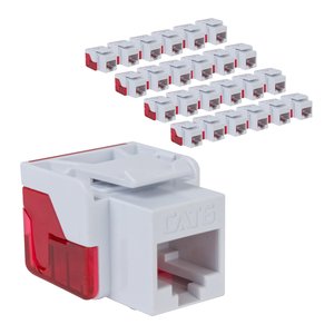 ICC IC107L6CWH CAT6 Keystone Jack with Inline IDC No Pair Split Wiring, UL Listed PoE++ TAA Compliant for Wall Plate / Patch Panel, 25-Piece, White