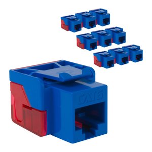 ICC IC107L6TBL CAT6 Keystone Jack with Inline IDC No Pair Split Wiring (Easier Termination) PoE++ TAA Compliant for Wall Plate or Patch Panel, JackEasy Termination Tool, Blue, 10-Pack