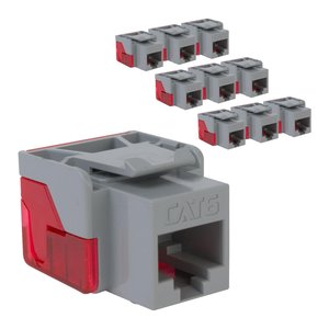ICC IC107L6TGY CAT6 Keystone Jack with Inline IDC No Pair Split Wiring (Easier Termination) PoE++ TAA Compliant for Wall Plate or Patch Panel, JackEasy Termination Tool, Gray, 10-Pack