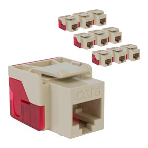 ICC IC107L6TIV CAT6 Keystone Jack with Inline IDC No Pair Split Wiring (Easier Termination) PoE++ TAA Compliant for Wall Plate or Patch Panel, JackEasy Termination Tool, Ivory, 10-Pack