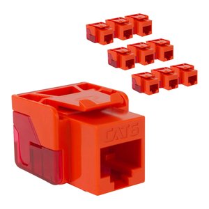 ICC IC107L6TOR CAT6 Keystone Jack with Inline IDC No Pair Split Wiring (Easier Termination) PoE++ TAA Compliant for Wall Plate or Patch Panel, JackEasy Termination Tool, Orange, 10-Pack