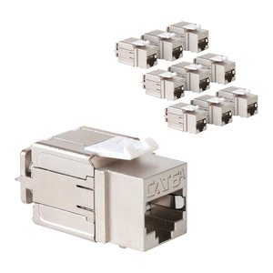 ICC IC107SAT6A0 Shielded FTP CAT6A Keystone Jack with Slim Profile, 180-Degree Punch Down, 10Gbps RJ45 PoE++ TAA Compliant for Wall Plate or Patch Panel, JackEasy Termination Tool, 10-Pack