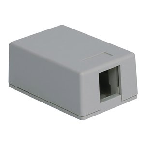 ICC IC107SB1GY 1-Port Surface Mount Box for Wide and Slim Profile Keystone Jacks (Sold Separately), Compact Outlet for Voice and Data Connections, Gray