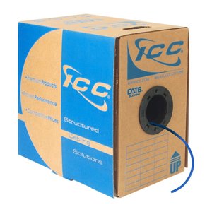 ICC ICCABT6VBL CAT6 CMP Plenum 23AWG 100% Solid Pure Copper Unshielded Bulk Ethernet Cable, UTP, PoE++, 500 MHz, UL Certified, 1000' Reelex Pull Box, Blue