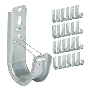 ICC ICCMSJHK44 2" Wall Mount J-Hook for Structured Cabling and Cable Management, Cable Support Hooks with Retainer Clips, Galvanized Steel with Zinc Finish, 25-Pack
