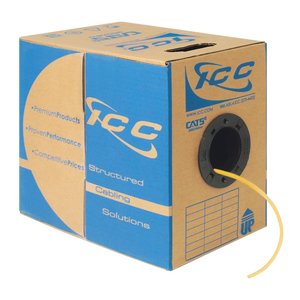 ICC ICCABP5EYL CAT5e CMP Plenum 24AWG 100% Solid Pure Copper Unshielded Bulk Ethernet Cable, UTP, PoE++, 350 MHz, UL Certified, ETL Verified, 1000' Reelex Pull Box, Yellow