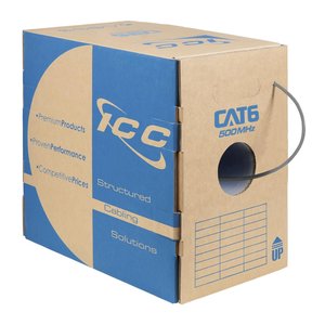 ICC ICCABR6VGY CAT6 CMR Riser 23AWG 100% Solid Pure Copper Unshielded Bulk Ethernet Cable, UTP, PoE++, 500 MHz, UL Certified, 1000' Reelex Pull Box, Gray