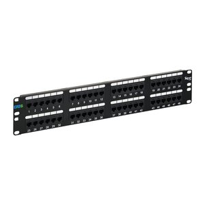 ICC ICMPP04860 48-Port Rackmount with CAT6 19" Network Patch Panel and Rear 110 IDC Terminal Blocks for Gigabit Network Switch, UL Listed, PoE Rated Gigabit Applications, 2U RS, Black