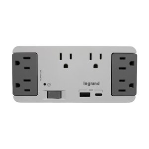 On-Q AC1062 6-Outlet Enclosure Surge Protector with (1) USB-A and (1) USB-C