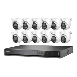 Honeywell HKCNV160204CE5R312 Color Night Vision Video Surveillance Kit, Includes 16-Channel CNV NVR 4TB, and (12) 5MP Ball Cameras