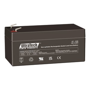 UltraTech IM-1230F1 12V 3.4AH Sealed Lead Acid Battery, F1 Terminal
