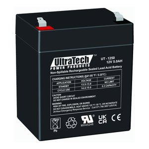 UltraTech IM-1250F2 12V 5AH Sealed Lead Acid Battery, F2 Terminal