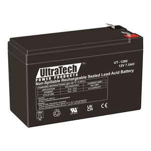 UltraTech IM-1280F2 12V 7.5AH Sealed Lead Acid Battery, F2 Terminal
