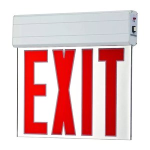 Mircom EL-7008RA Edge-Lit LED Exit Sign, Aluminum Housing, Red