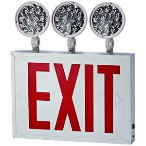 Mircom EL-7027BR-NYC LED Emergency Exit Sign Combo with Adjustable Heads, Thermoplastic Shell, 120 Minute Battery Backup, NYC Approved, Red