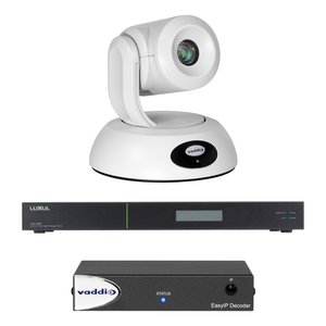 Vaddio EasyIP 20 Base Kit, (1) Professional IP PTZ Camera, (1) Decoder, (1) Network Switch, White (999-30232-000W)