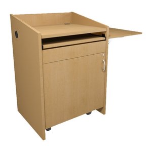 Middle Atlantic L2LDC2FCMKM Pre-Configured L2 Series Lectern with Connectivity and Flip Up Shelf - Knotted Maple, TAA Compliant
