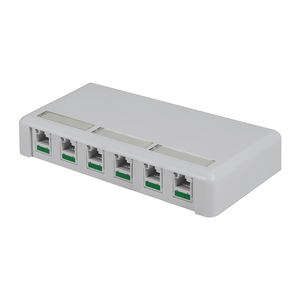 Ortronics 404HDJ6-88 6-Port High Density Jack (HDJ) Surface Mount Outlet Box, Cloud White with Label Field